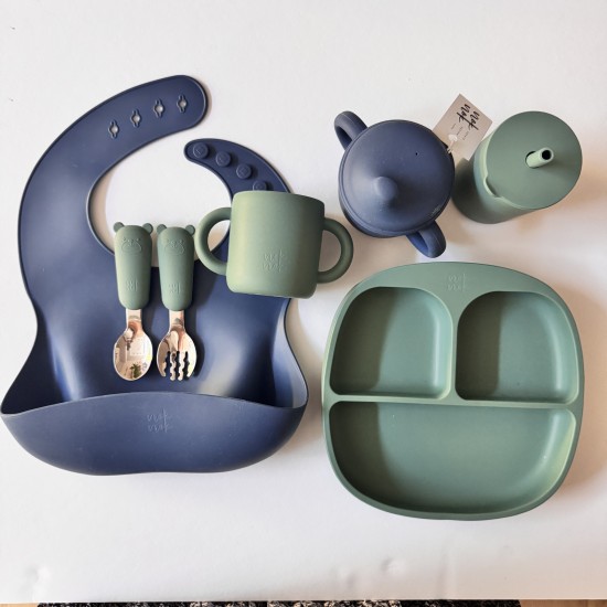 Giftbox  Baby Feeding Set 6-12 months Naby blue/forest green