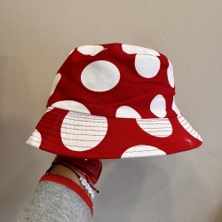 Bucket Kids Hat red polka dots 