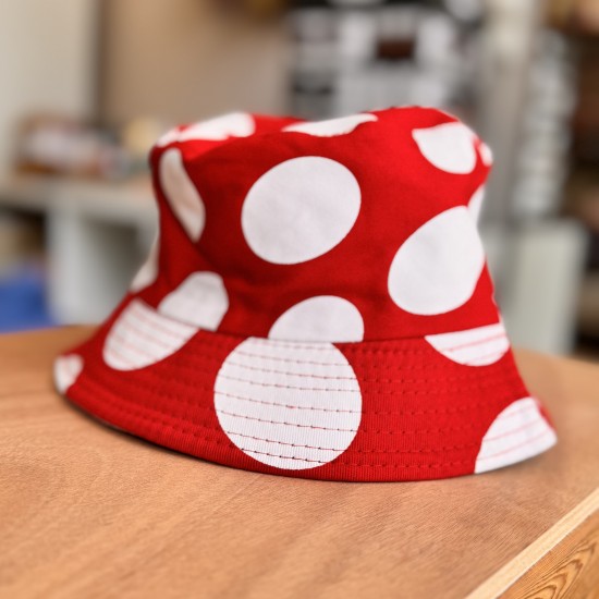 Bucket Kids Hat red polka dots 