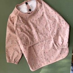 Αδιάβροχη Σαλιάρα με dots με Μακρύ Μανίκι & θήκη αποθήκευσης