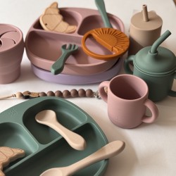 Training Plate with Spoon Nino Forest Green Training Plate with Spoon Nino Forest Green