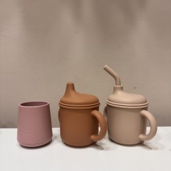 Set 3 Educational Cup Tiny, Sippy and Straw (6+, 12+, 18+m) pink