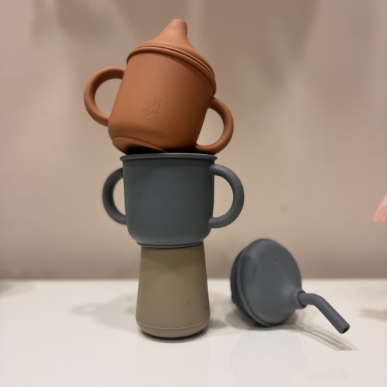 Set 3 Educational Cup Tiny, Sippy and Straw (6+, 12+, 18+m) sage