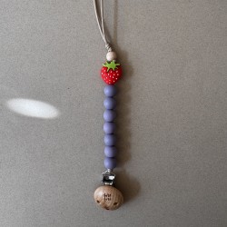Pacifier Clip PLAY WITH STAWBERRIES Mauve Strawberry 