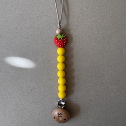 Pacifier Clip PLAY WITH STAWBERRIES Yellow Strawberry 