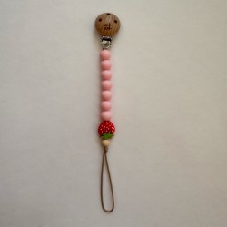 Pacifier Clip PLAY WITH STAWBERRIES Gelato Strawberry  Pacifier Clip PLAY WITH STAWBERRIES Gelato Strawberry