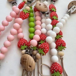 Pacifier Clip PLAY WITH STAWBERRIES Gelato Strawberry Pacifier Clip PLAY WITH STAWBERRIES Gelato Strawberry