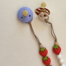 Pacifier Clip PLAY WITH STAWBERRIES Gelato Strawberry  Pacifier Clip PLAY WITH STAWBERRIES Gelato Strawberry