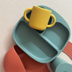 Giftbox  Baby Feeding Set 6-12 months green/brick/curry 