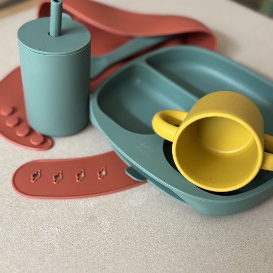 Bundle Baby Feeding Set 6-12 months green/brick/curry Bundle Baby Feeding Set 6-12 months green/brick/curry
