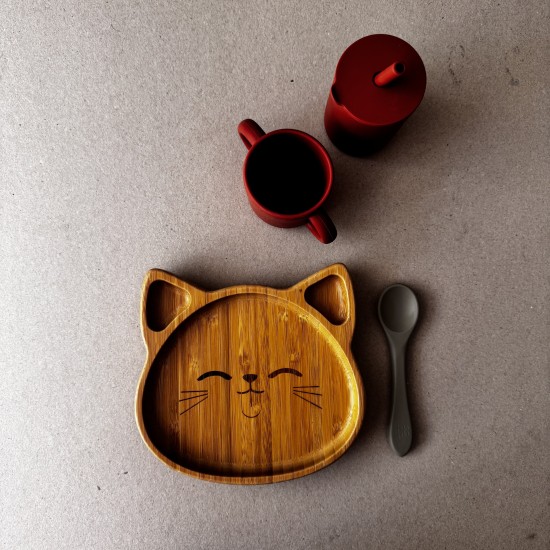 Set Bamboo Suction Plate & Spoon + 2 Free Training Cups brick Set Bamboo Suction Plate & Spoon + 2 Free Training Cups brick