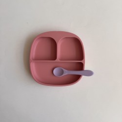 Baby Led Weaning Set Plate + Spoon Watermelon/lavender Baby Led Weaning Set Plate + Spoon Watermelon/lavender