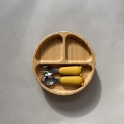 Eco-friendly  Bamboo Suction Plate Moon Eco-friendly  Bamboo Suction Plate Moon