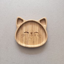 Eco-friendly  Bamboo Suction Plate Cat Eco-friendly  Bamboo Suction Plate Cat