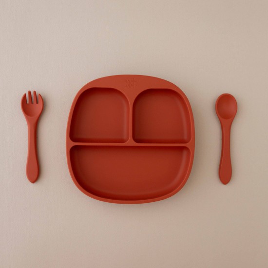 Mum I am hungry | Set Plate + Fork +Spoon Brick
