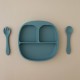 Mum I am hungry | Set Plate + Fork +Spoon Smoke blue 