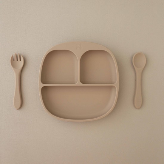 Mum I am hungry | Set Plate + Fork +Spoon Sand