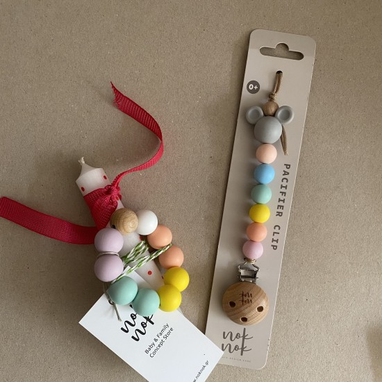 SET TEETHER & CLIP  & Greek Easter Candle AERYS HEARTS 