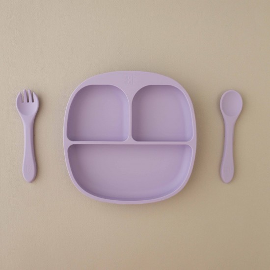Mum I am hungry | Set Plate + Fork +Spoon Lavender 