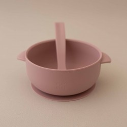 Set Silicone Bowl with spoon Nino Light pink  Set Silicone Bowl with spoon Nino Light pink