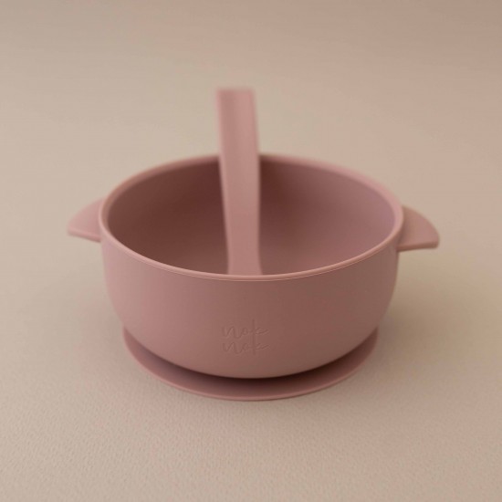 Silicone Bowl with lid Nino Light Pink