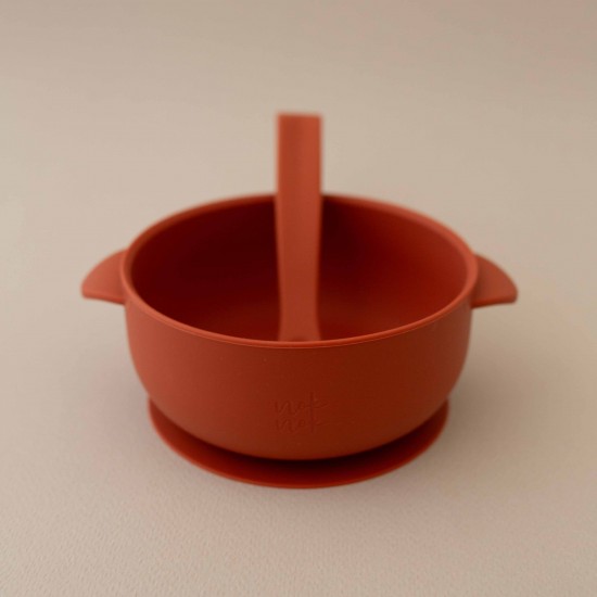 Set Silicone Bowl with spoon Nino Brick 6m+