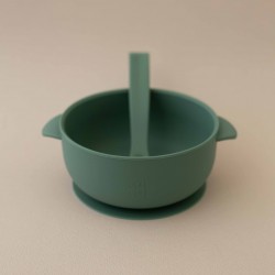 Set Silicone Bowl with spoon Nino Forest green Set Silicone Bowl with spoon Nino Forest green