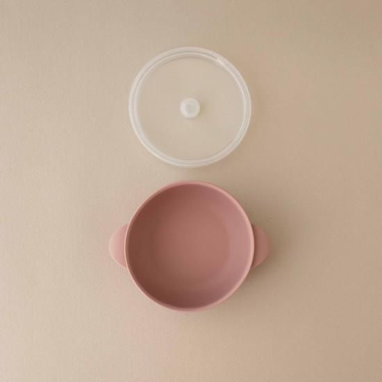 Silicone Bowl with lid Nino Light Pink