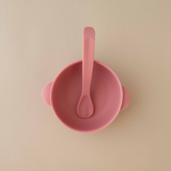 Set Silicone Bowl with spoon Nino Watermelon pink