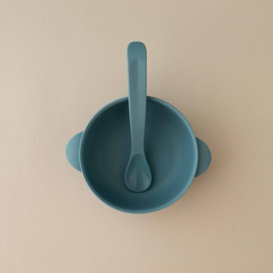 Set Silicone Bowl with spoon Nino Smoke blue