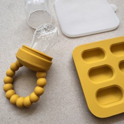 Set silicone fruit feeder + freezer tray Baby Tiny Feeder Blue 
