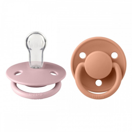 BIBS DeLux Silicone Pacifier 2 Pack Pink Plum-Peach One size 