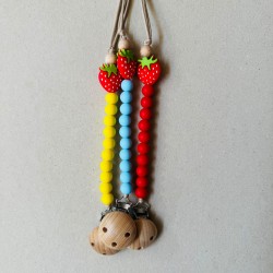 Pacifier Clip Mama Loves Strawberries yellow