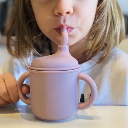 Silicone Educational Cup with handles & straw Earthy Collection  Silicone Educational Cup with handles & straw Earthy Collection