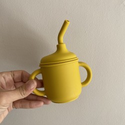 Silicone Educational Cup with handles & straw Signature Collection  Silicone Educational Cup with handles & straw Signature Collection