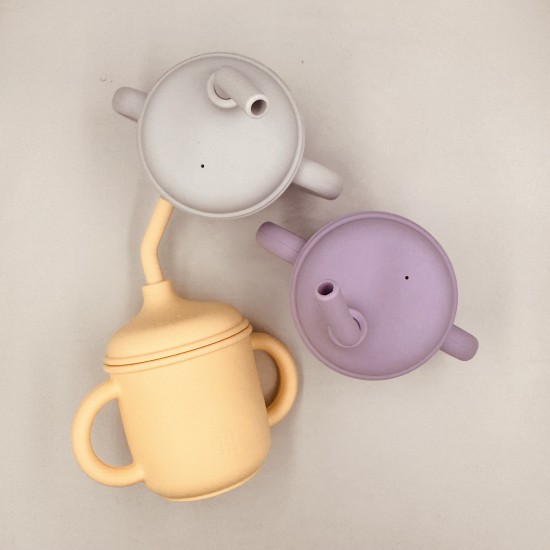 Silicone Educational Cup with handles & straw Pastel Collection 6+ months Silicone Educational Cup with handles & straw Pastel Collection 6+ months