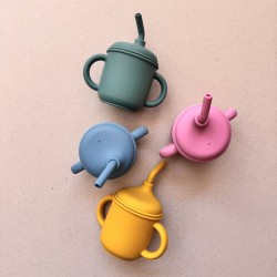 Silicone Educational Cup with handles & straw Signature Collection  Silicone Educational Cup with handles & straw Signature Collection