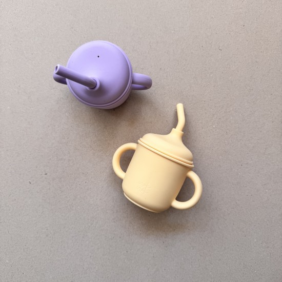 Silicone Educational Cup with handles & straw Pastel Collection Silicone Educational Cup with handles & straw Pastel Collection