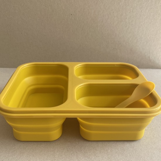 LunchBox Foldable Silicone Curry with fork + spoon 1200ML