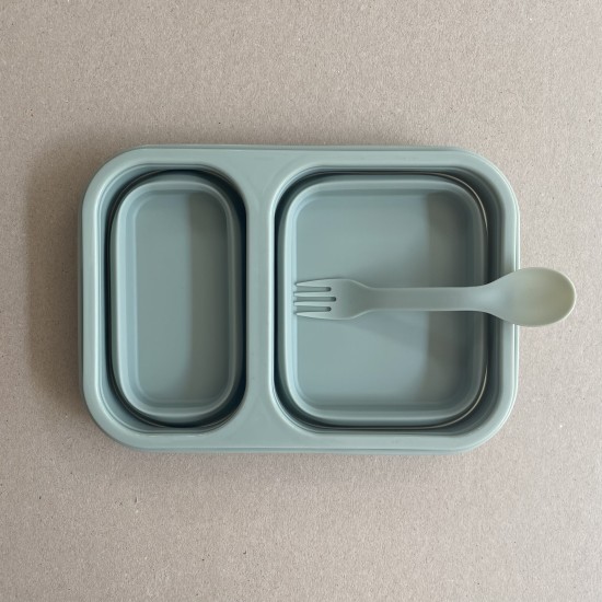 LunchBox Foldable Silicone Sage with fork + spoon 950 ML