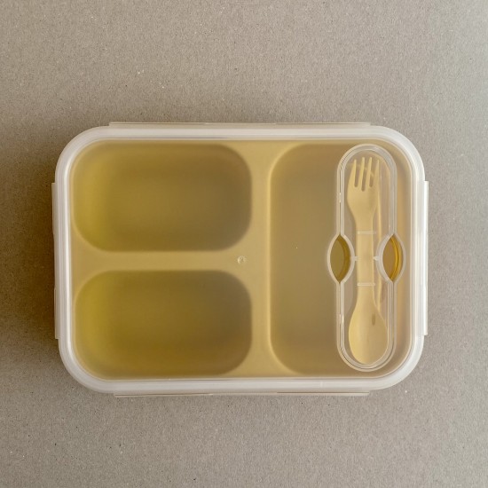 LunchBox Foldable Silicone Curry with fork + spoon 1200ML