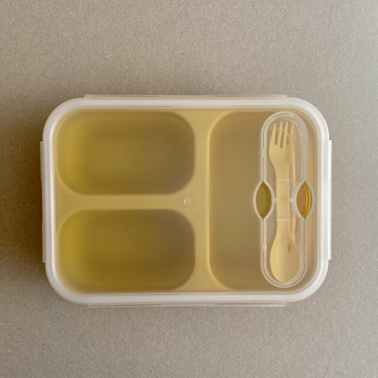 LunchBox Foldable Silicone Curry with fork + spoon 1200ML LunchBox Foldable Silicone Curry with fork + spoon 1200ML