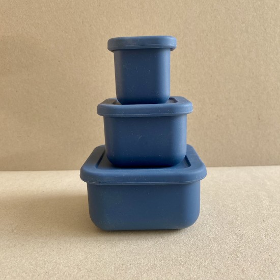 Mini Silicone containers Set 3 pcs Play and Fun Navy Blue