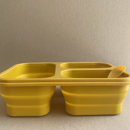 LunchBox Foldable Silicone Curry with fork + spoon 1200ML LunchBox Foldable Silicone Curry with fork + spoon 1200ML