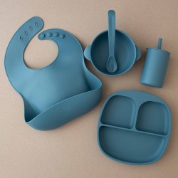 ALL IN ONE Baby Feeding Set SMOKE BLUE FOR BABIES 6-12M ALL IN ONE Baby Feeding Set SMOKE BLUE FOR BABIES 6-12M