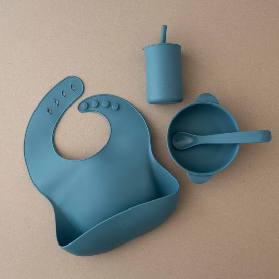 BASIC FEEDING SET SMOKE BLUE FOR BABIES 6M+