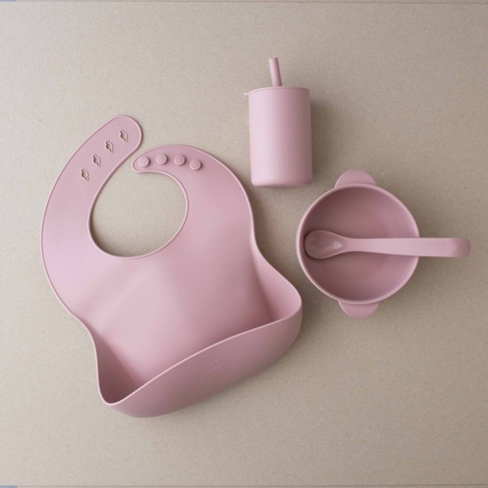 BASIC FEEDING SET LIGHT PINK FOR BABIES 6M+