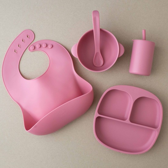 ALL IN ONE BABY FEEDING SET WATERMELON PINK FOR BABIES 6-12Μ