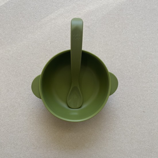 Set Silicone Bowl with spoon Nino Olive 6m+