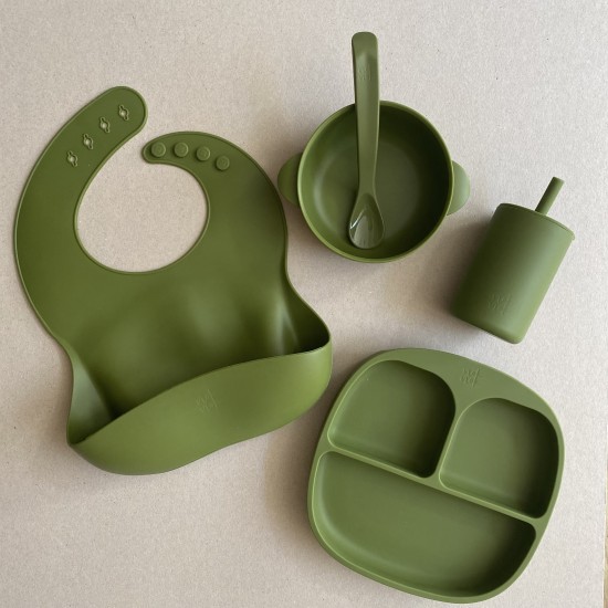 ALL IN ONE Baby Training Feeding Set Olive Green 6-12m